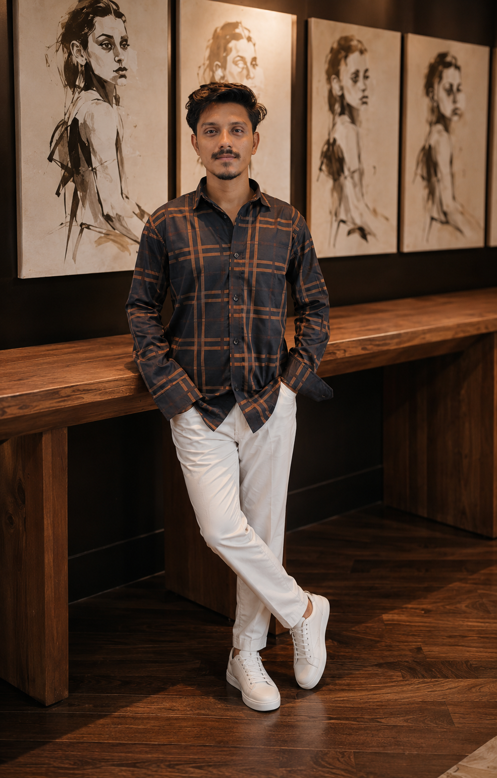 ruche noir grid shirt Midnight Check