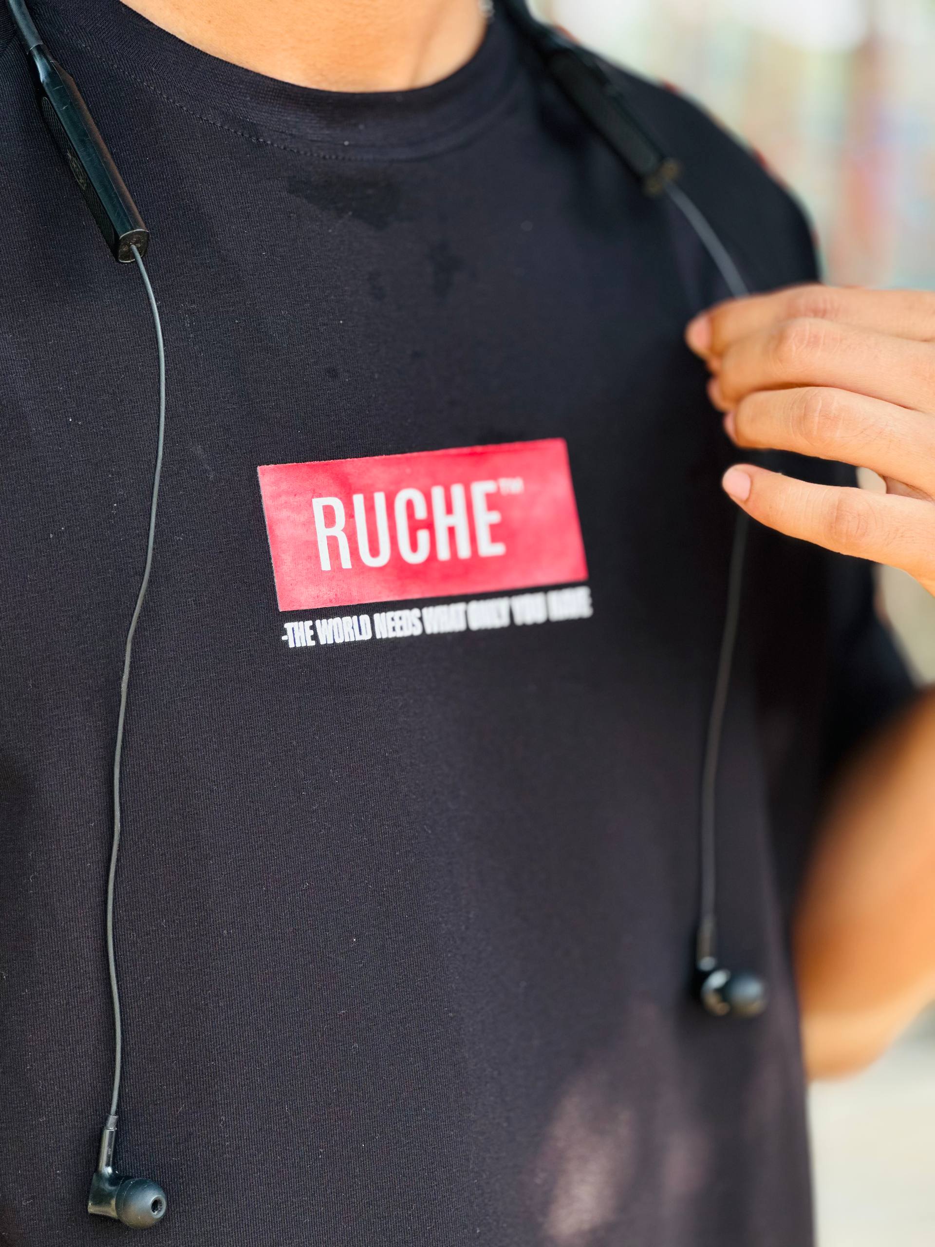 RUCHE Midnight Statement Semi Drop Shoulder Fit Tee - Image 2